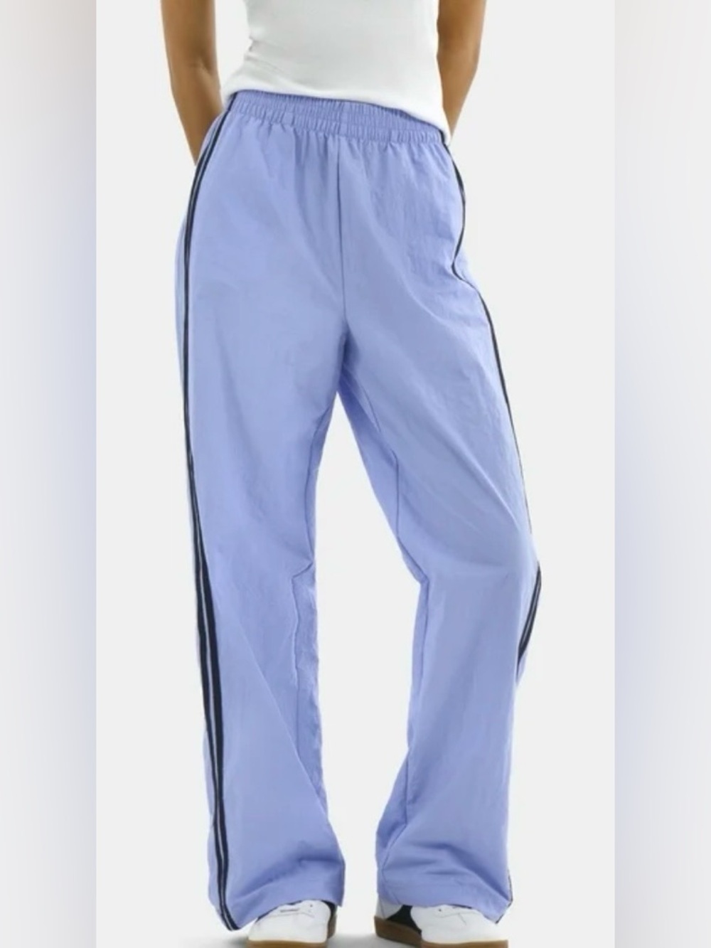No Boundaries Light Blue Track Pants with Black Side Stripes